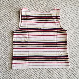St. John White Knit with Multi Color Stripes